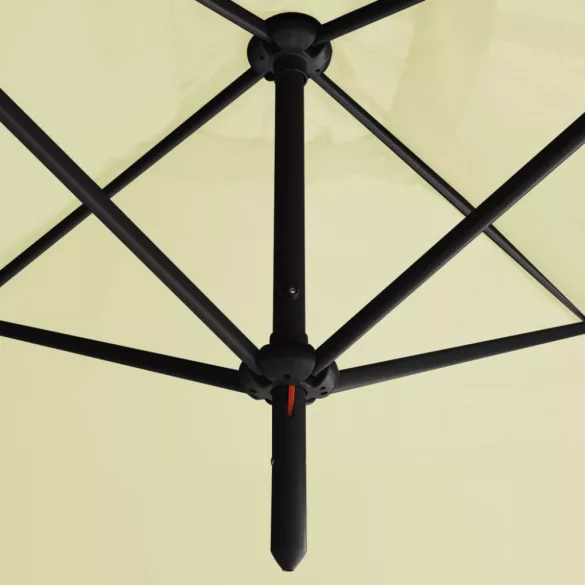 homokszínű dupla napernyő acélrúddal 600 x 300 cm