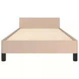 cappuccino színű műbőr ágykeret fejtámlával 100x200 cm