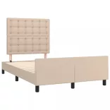 cappuccino színű műbőr ágykeret fejtámlával 120x200 cm