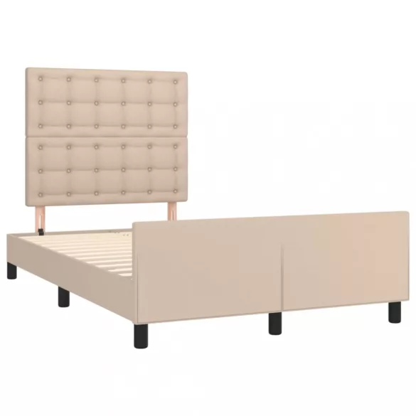 cappuccino színű műbőr ágykeret fejtámlával 120x200 cm