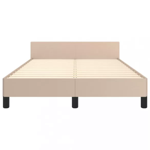 cappuccino színű műbőr ágykeret fejtámlával 120x200 cm