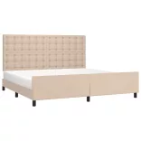 cappuccino színű műbőr ágykeret fejtámlával 200x200 cm