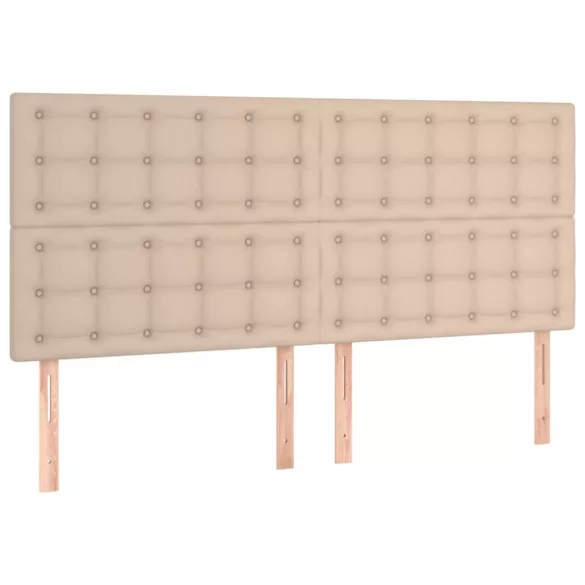 cappuccino színű műbőr ágykeret fejtámlával 200x200 cm