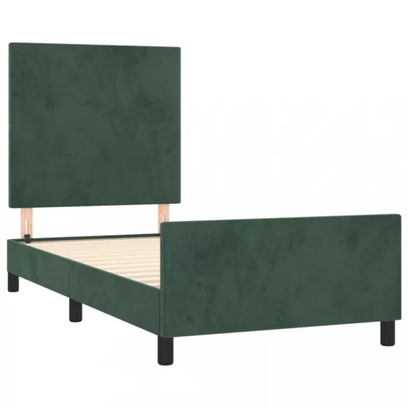 sötétzöld bársony ágykeret matrac nélkül 80 x 200 cm