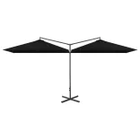 fekete dupla napernyő acélrúddal 600 x 300 cm