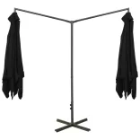 fekete dupla napernyő acélrúddal 600 x 300 cm