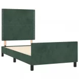 sötétzöld bársony ágykeret matrac nélkül 90x190 cm