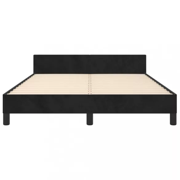 fekete bársony ágykeret matrac nélkül 140 x 190 cm