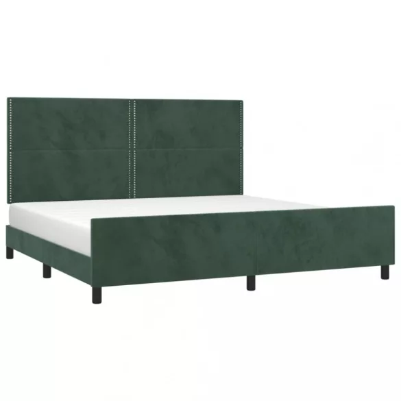 sötétzöld bársony ágykeret matrac nélkül 200x200 cm