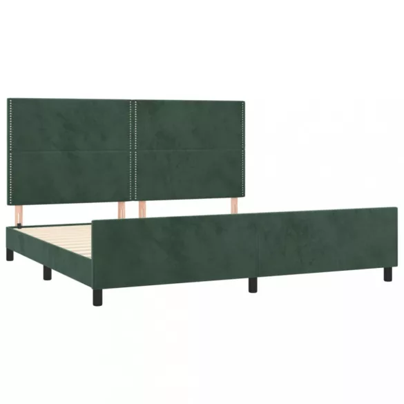 sötétzöld bársony ágykeret matrac nélkül 200x200 cm