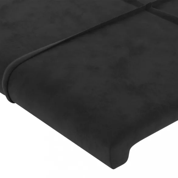 fekete bársony ágykeret fejtámlával 90x200 cm