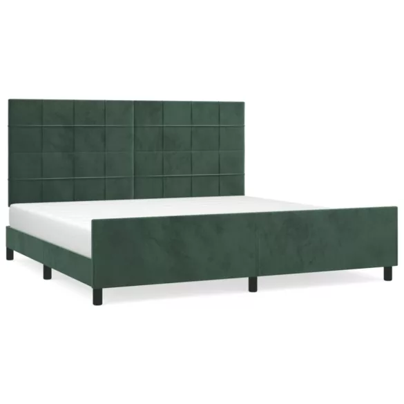 sötétzöld bársony ágykeret matrac nélkül 200x200 cm