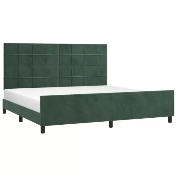 sötétzöld bársony ágykeret matrac nélkül 200x200 cm