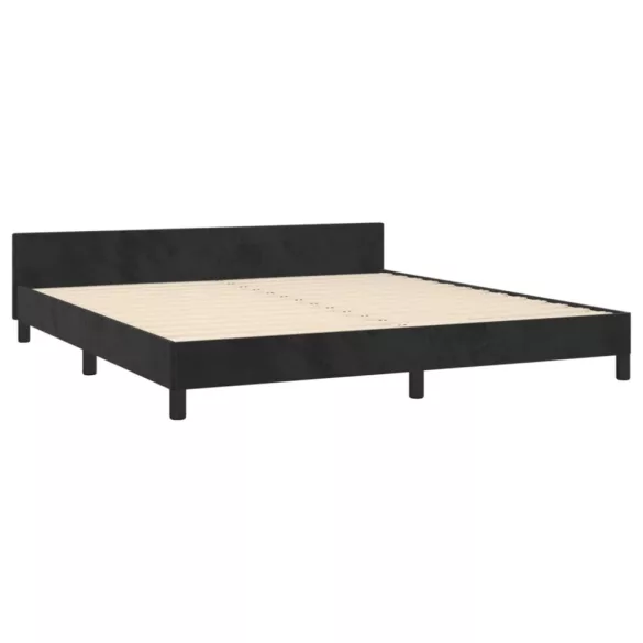 fekete bársony ágykeret fejtámlával 180 x 200 cm