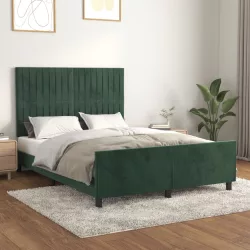 sötétzöld bársony ágykeret matrac nélkül 140 x 190 cm