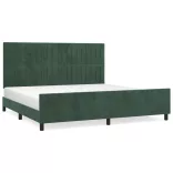 sötétzöld bársony ágykeret matrac nélkül 200x200 cm