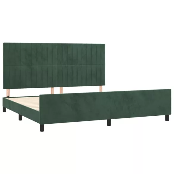 sötétzöld bársony ágykeret matrac nélkül 200x200 cm