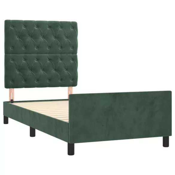 sötétzöld bársony ágykeret matrac nélkül 80 x 200 cm