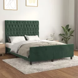 sötétzöld bársony ágykeret matrac nélkül 140 x 190 cm