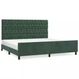 sötétzöld bársony ágykeret matrac nélkül 200x200 cm