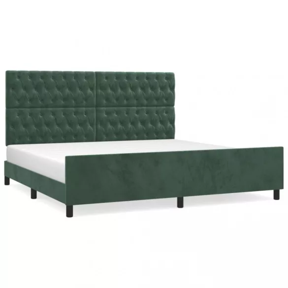 sötétzöld bársony ágykeret matrac nélkül 200x200 cm
