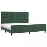 sötétzöld bársony ágykeret matrac nélkül 200x200 cm