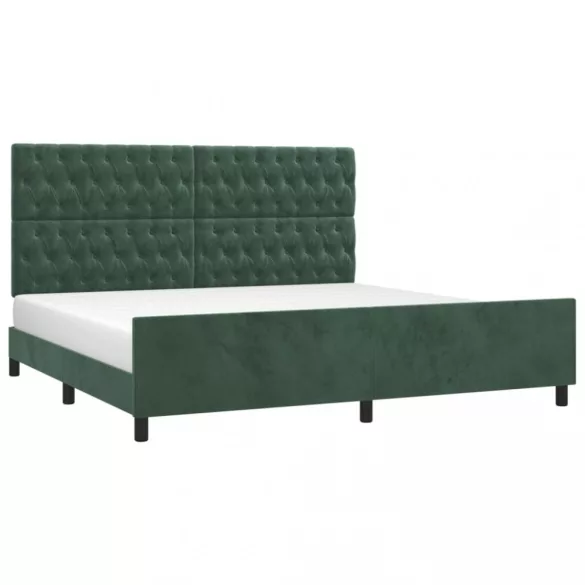 sötétzöld bársony ágykeret matrac nélkül 200x200 cm