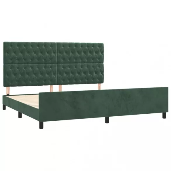 sötétzöld bársony ágykeret matrac nélkül 200x200 cm