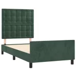 sötétzöld bársony ágykeret matrac nélkül 90x200 cm