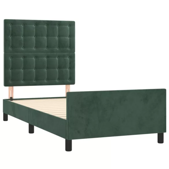 sötétzöld bársony ágykeret matrac nélkül 90x200 cm