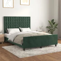 sötétzöld bársony ágykeret matrac nélkül 140 x 190 cm