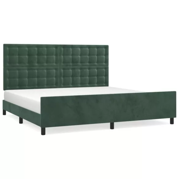 sötétzöld bársony ágykeret matrac nélkül 200x200 cm