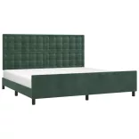 sötétzöld bársony ágykeret matrac nélkül 200x200 cm