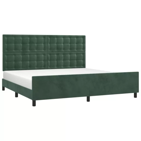 sötétzöld bársony ágykeret matrac nélkül 200x200 cm
