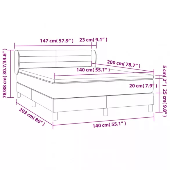 világosszürke szövet rugós ágy matraccal 140 x 200 cm