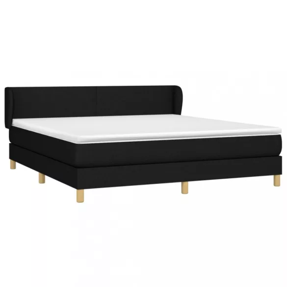 fekete szövet rugós ágy matraccal 180 x 200 cm