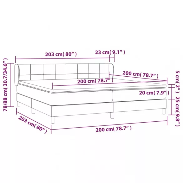 világosszürke szövet rugós ágy matraccal 200 x 200 cm