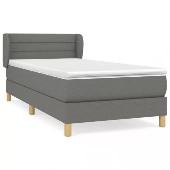 sötétszürke szövet rugós ágy matraccal 100 x 200 cm
