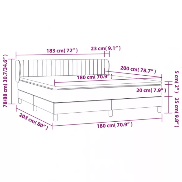 világosszürke szövet rugós ágy matraccal 180 x 200 cm