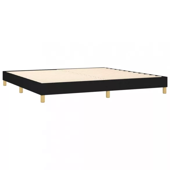 fekete szövet rugós ágy matraccal 200 x 200 cm