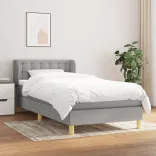 világosszürke szövet rugós ágy matraccal 80 x 200 cm