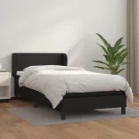fekete műbőr rugós ágy matraccal 90 x 200 cm