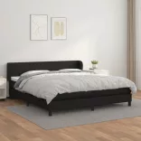 fekete műbőr rugós ágy matraccal 160 x 200 cm