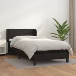fekete műbőr rugós ágy matraccal 100 x 200 cm