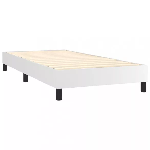 fehér műbőr rugós ágy matraccal 100 x 200 cm