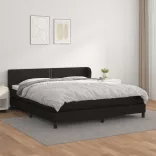fekete műbőr rugós ágy matraccal 180 x 200 cm