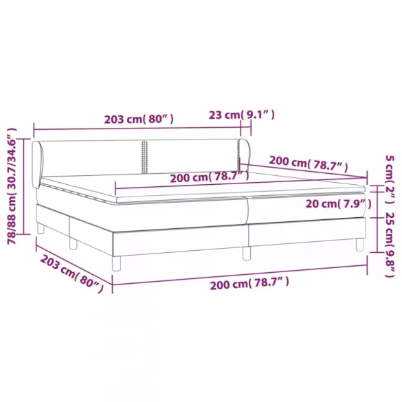 fehér műbőr rugós ágy matraccal 200 x 200 cm