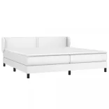 fehér műbőr rugós ágy matraccal 200 x 200 cm