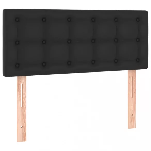 fekete műbőr rugós ágy matraccal 100 x 200 cm