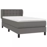szürke műbőr rugós ágy matraccal 100 x 200 cm